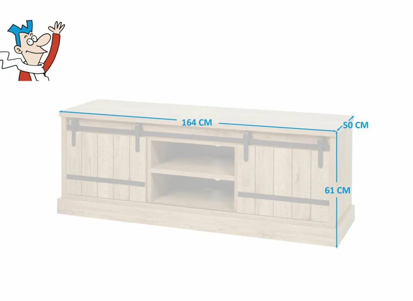 Tv-meubel Piero 164cm - decor - scarlet eik