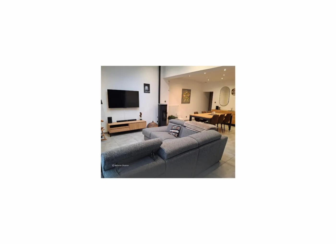 Tv-meubel Polar 145cm - eik massief & fineer & decor - naturel