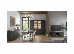 Tv-meubel Valencia 155cm - melamine - zwarte eik