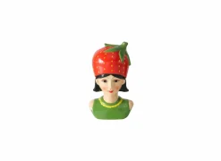 Vaas Aardbei H16,3cm - keramiek - groen/rood