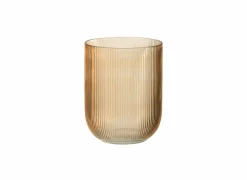 Vaas Gestreept  Ø16,70x21cm - glas - caramel