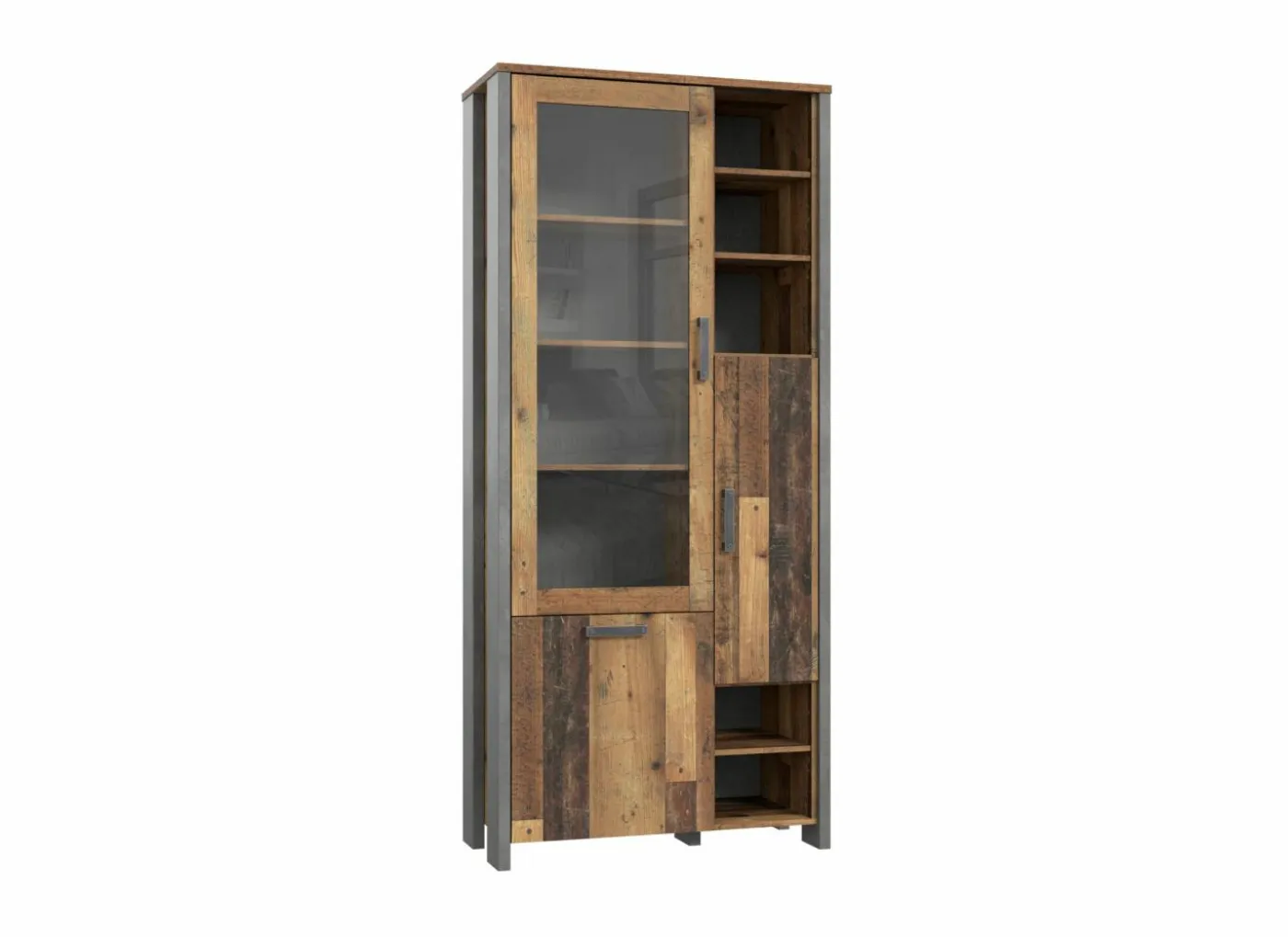 Vitrinekast Clif 92cm - decor - old wood & beton