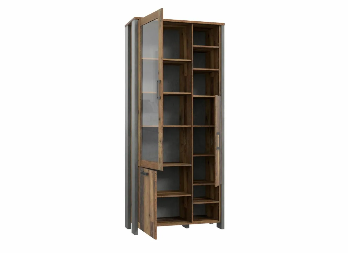 Vitrinekast Clif 92cm - decor - old wood & beton