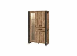 Vitrinekast 114cm - decor - bruin & zwart