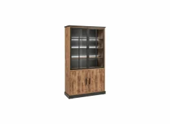Vitrinekast 120cm - decor - bruin & zwart