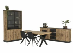 Vitrinekast 120cm - decor - bruin & zwart
