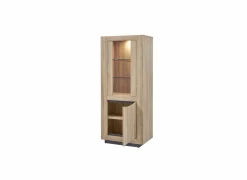 Vitrinekast 77cm - decor - French oak & grijs