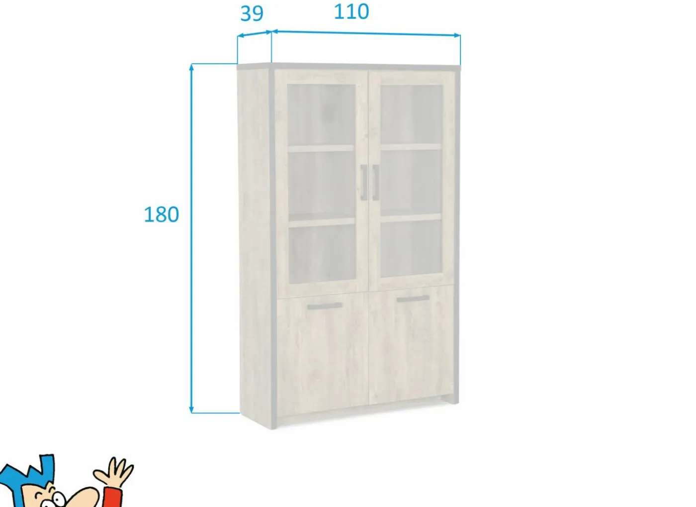 Vitrinekast Esther 110cm - decor - industrial oak