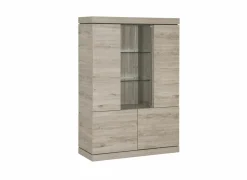 Vitrinekast Etna 125cm - decor - millenium eik & lichtgrijs