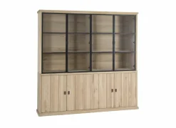 Vitrinekast Grimaldi 230cm - eik massief - naturel