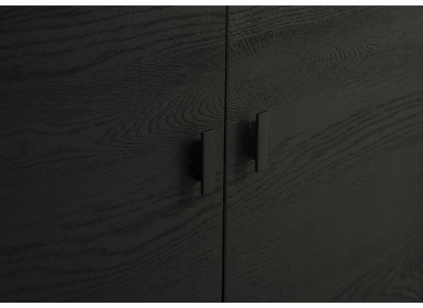 Vitrinekast Mauri 116,5cm - eik massief - zwart met verlichting