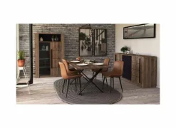 Vitrinekast Monaco 114cm - melamine - saloon eik & zwart