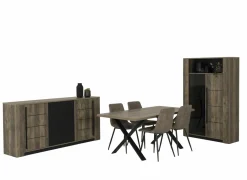 Vitrinekast Monaco 114cm - melamine - saloon eik & zwart