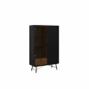 Vitrinekast Ry 102cm - decor - mat zwart & okkernoot