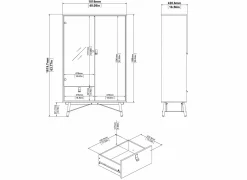 Vitrinekast Ry 102cm - decor - mat zwart & okkernoot