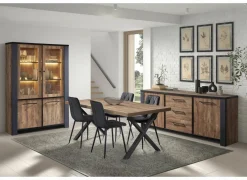 Vitrinekast Samuel 130cm - decor - denver eik & zwart