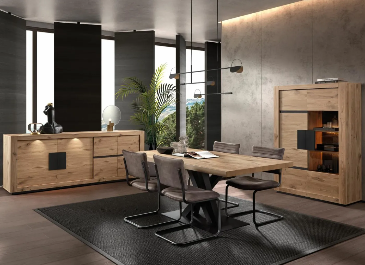 Vitrinekast Sanmarino 120cm - melamine - canyon oak