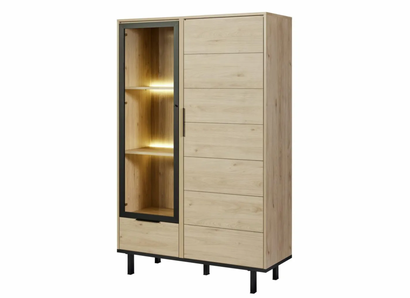 Vitrinekast Toby 120cm - melamine - castella oak