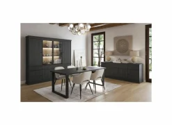 Vitrinekast Valencia 240cm - melamine - zwarte eik