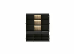 Vitrinekast Valencia 182cm - melamine - zwarte eik