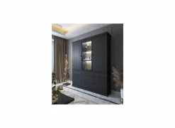 Vitrinekast Valencia 182cm - melamine - zwarte eik