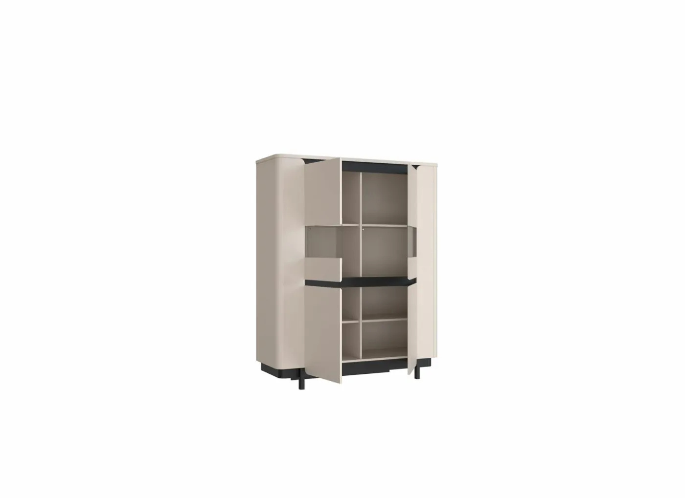 Vitrinekast Vodol 130cm - decor - zand & zwart
