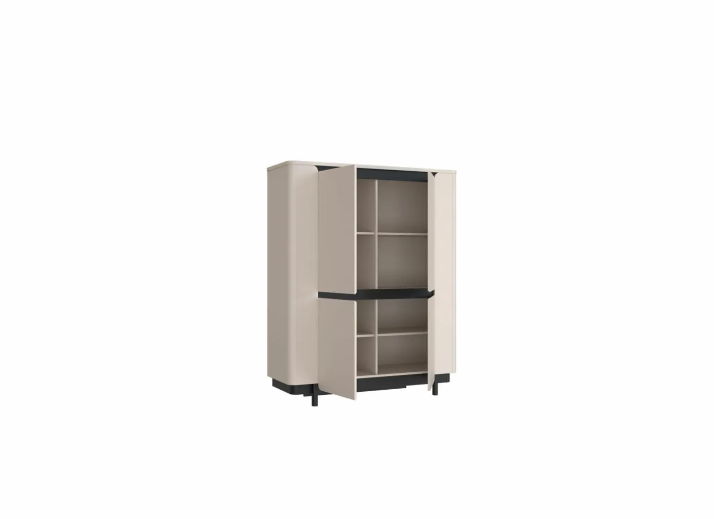 Vitrinekast Vodol 130cm - decor - zand & zwart