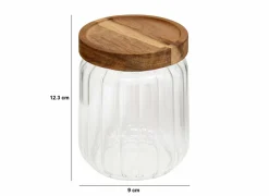 Voorraadpot Harmony 0,5L - glas - transparant & acacia