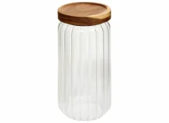 Voorraadpot Harmony 1L - glas - transparant & acacia
