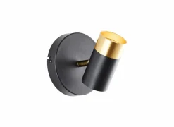Wandlamp Vigolo 1x5W GU10 Ø12,5cm - metaal - zwart/goud
