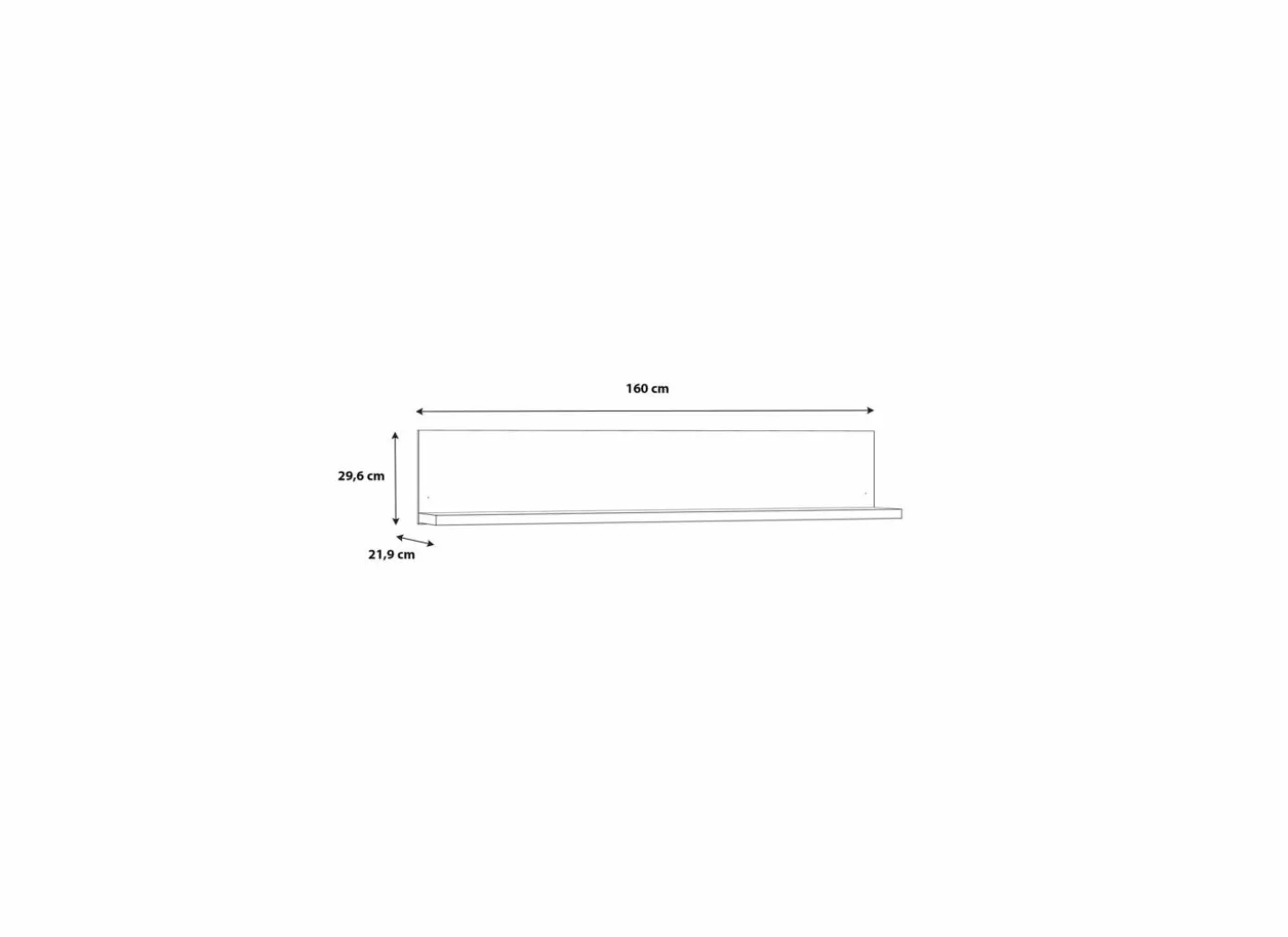 Wandplank Kaszimiro 160x22x30cm - decor - waterford eik & zwart