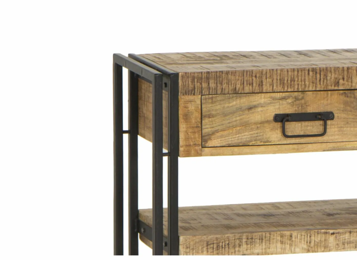 Wandtafel Amish 120x30cm - mango massief & metaal - bruin