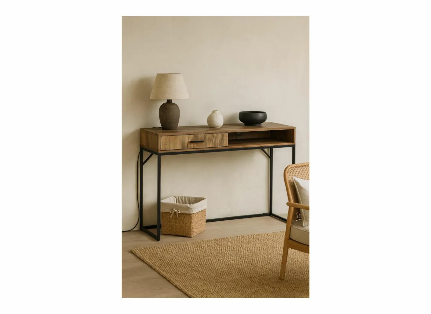Wandtafel Angkor 140x40cm - mango massief - naturel