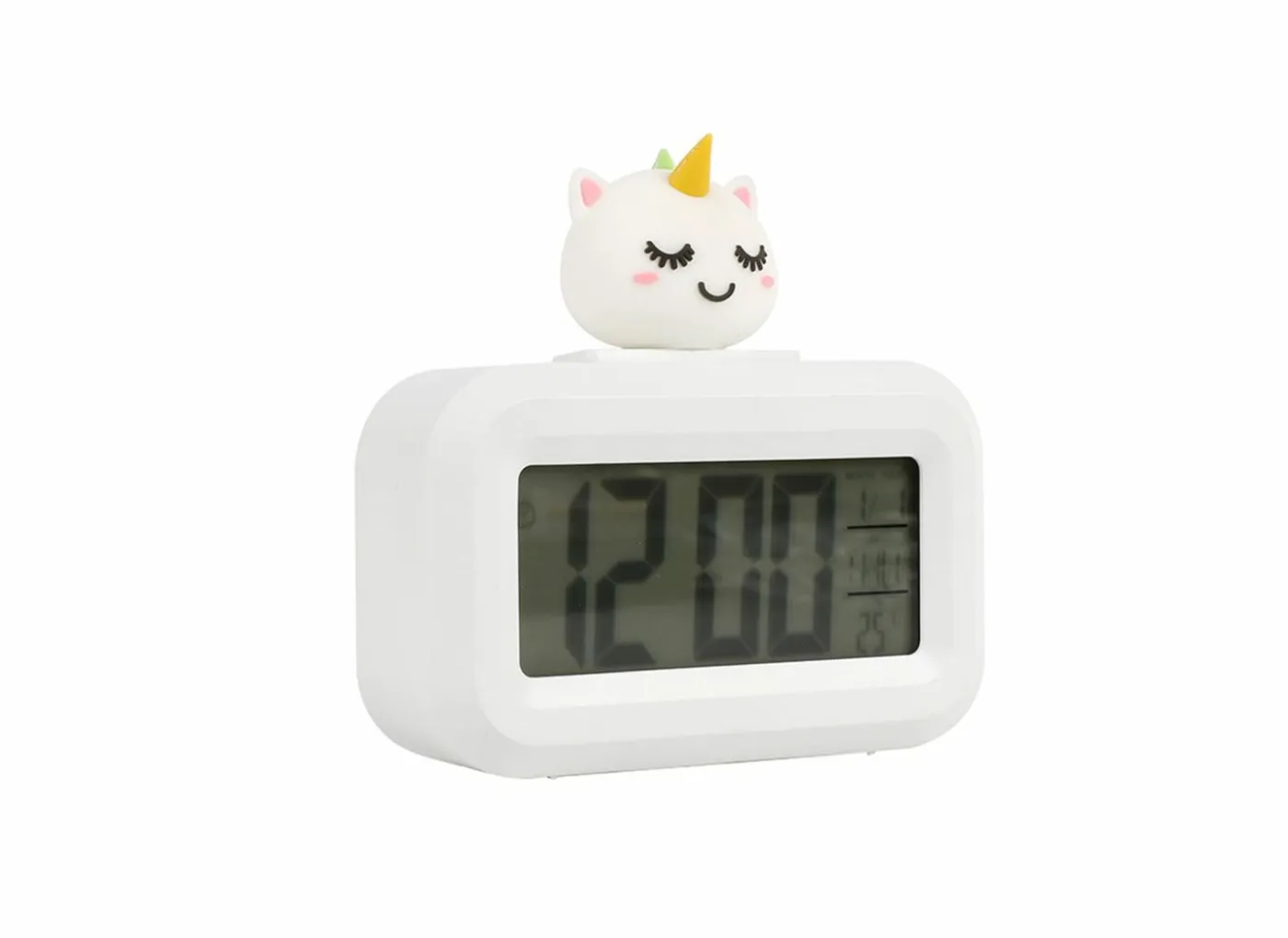 Wekker Unicorn 9x2,5x8cm - kunststof - wit