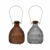 Wespenpot geribbeld 12,3x17,80cm - glas - bruin & grijs