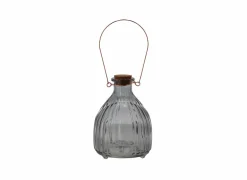 Wespenpot geribbeld 12,3x17,80cm - glas - bruin & grijs