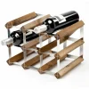 Wijnrek 32x23x23cm - metaal & hout massief - donkere eik
