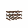 Wijnrek 42x23x23cm - metaal & hout massief - donkere eik