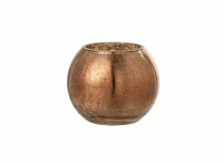 Windlicht Bol Craquele effect H9,5cm - glas - brons