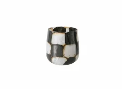 Windlicht Medo H10cm - glas - zwart/wit