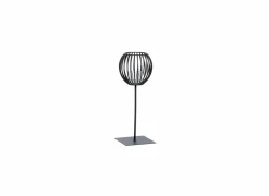 Windlicht Pino H55cm - metaal & glas - zwart