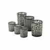 Windlicht Thato H8cm & H12cm - glas - beige/zwart set van 2