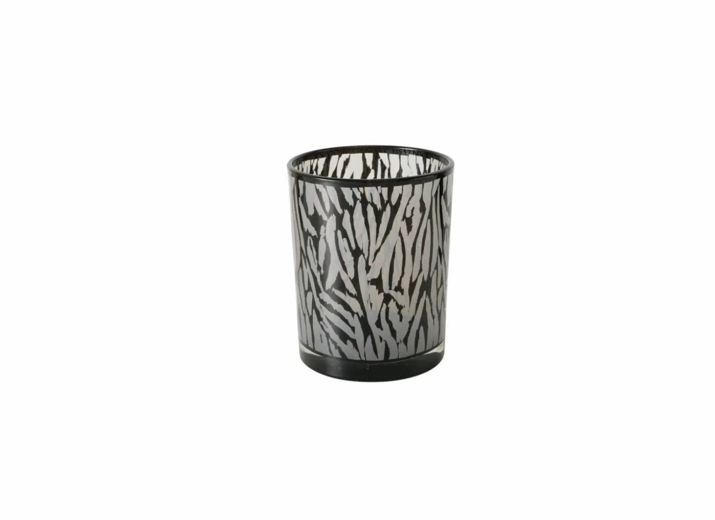 Windlicht Thato H8cm & H12cm - glas - beige/zwart set van 2