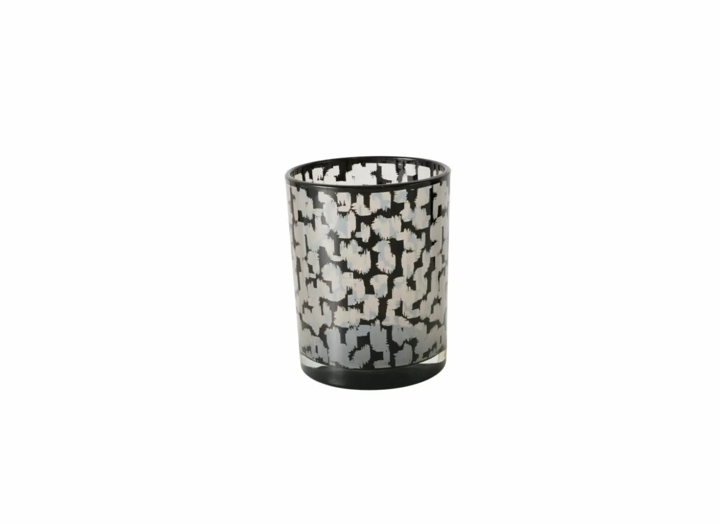 Windlicht Thato H8cm & H12cm - glas - beige/zwart set van 2