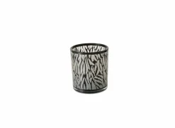 Windlicht Thato H8cm & H12cm - glas - beige/zwart set van 2