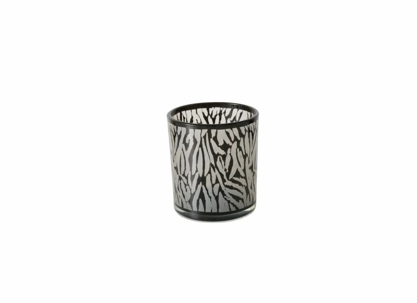 Windlicht Thato H8cm & H12cm - glas - beige/zwart set van 2
