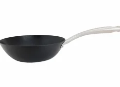 Wokpan Fusion Pro Ø22,5cm - koolstofstaal - zilver/zwart