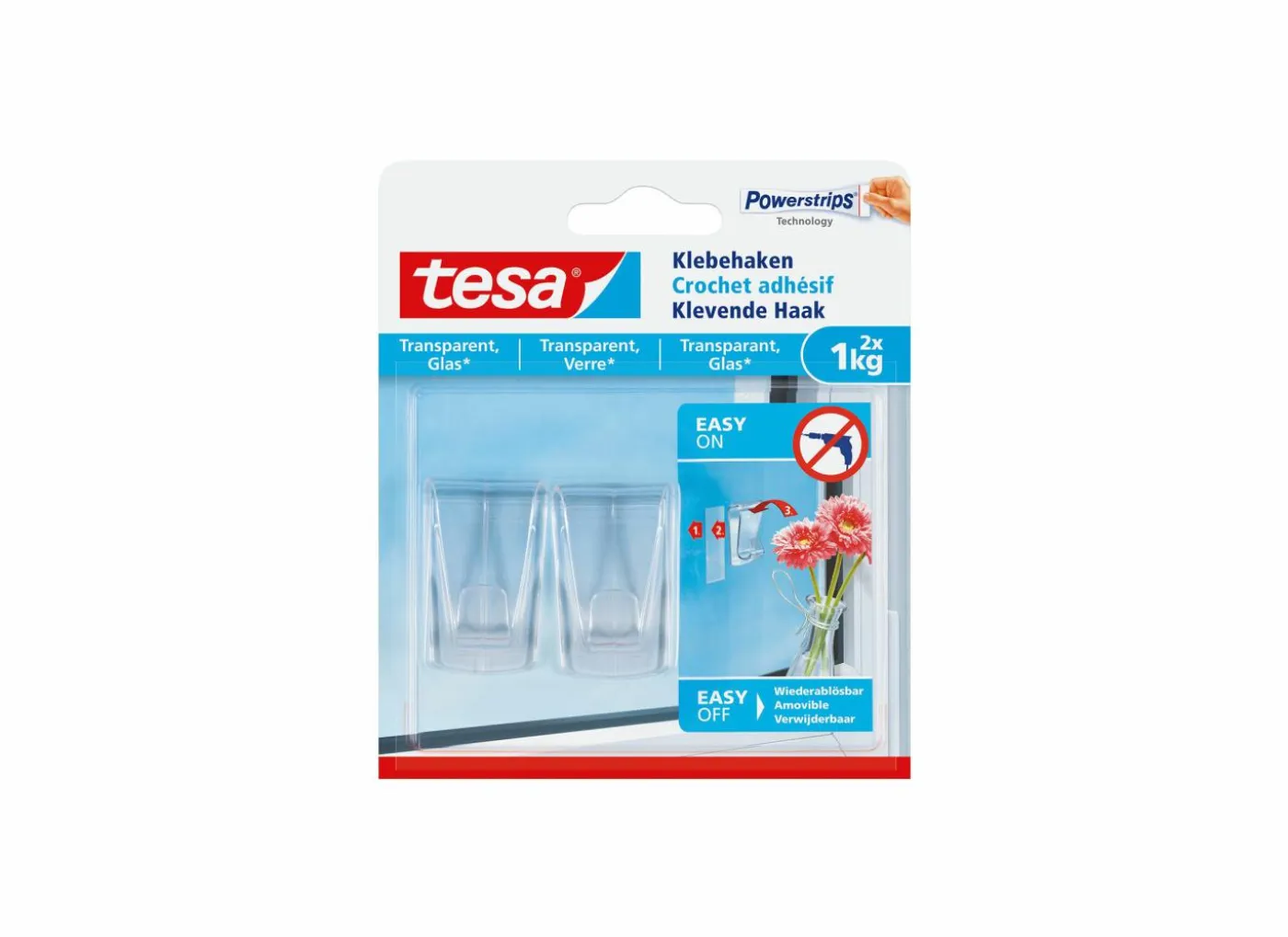 Zelfklevende haak tesa 1kg, 2 stuks