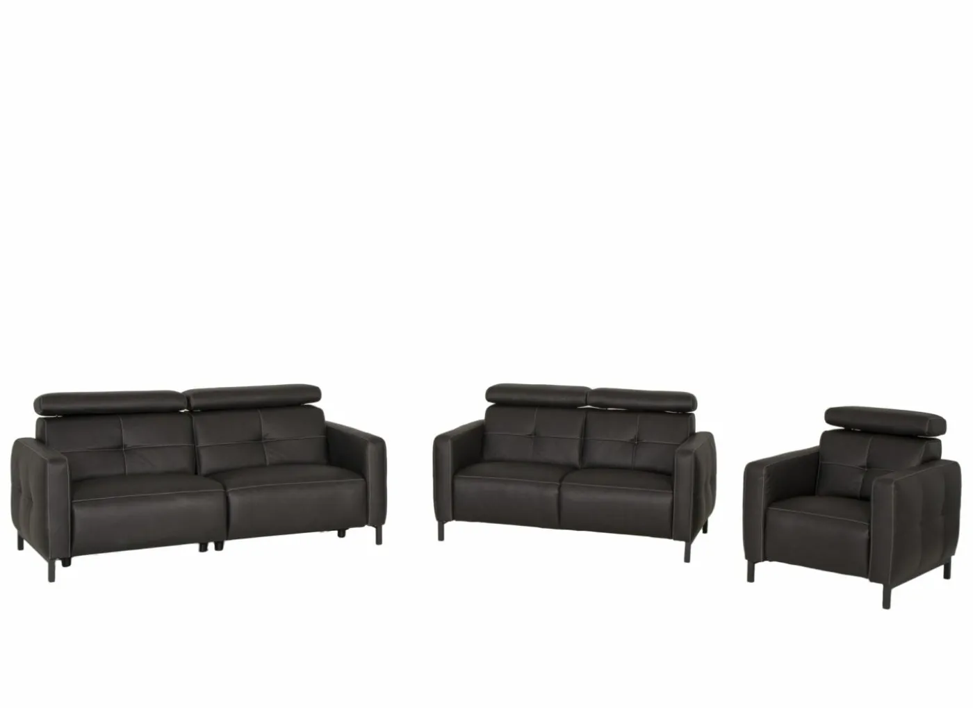 Zetel Dervaux 3+2+1-zit - stof - antraciet met relax