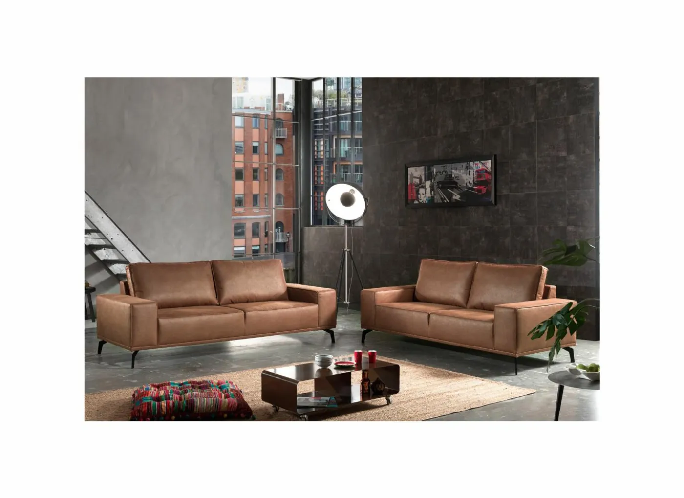 Zetel Nevada 3+2,5-zit - stof - bruin